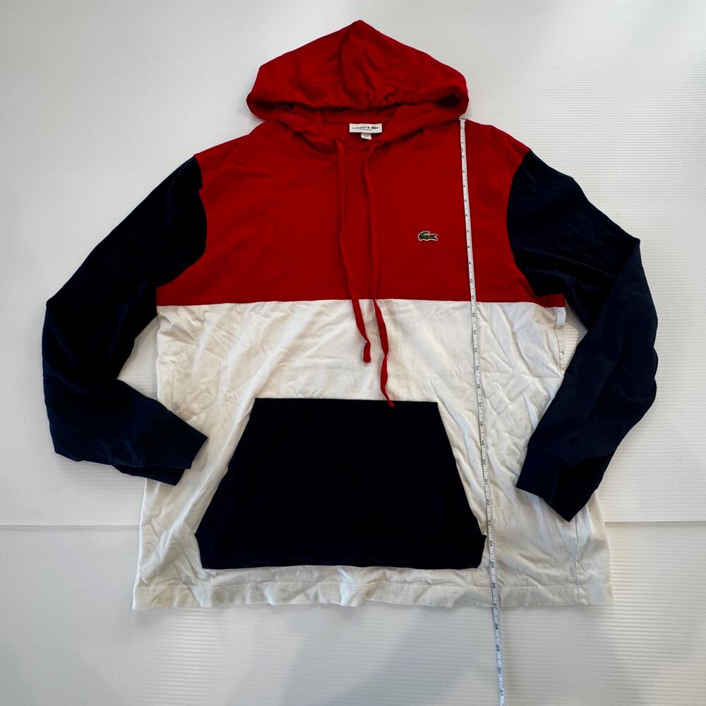 Lacoste Colorblock Jersey T-Shirt Hoodie Red White Navy Preppy Streetwear XL - Picture 5 of 16